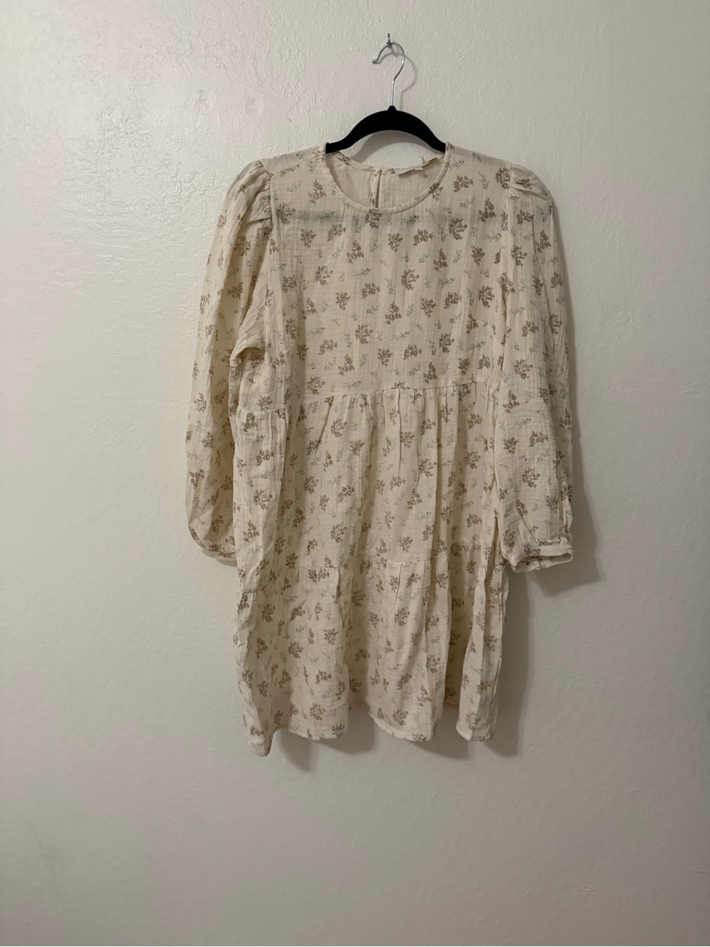 Olivaceous Cream Floral Long-Sleeve Dress